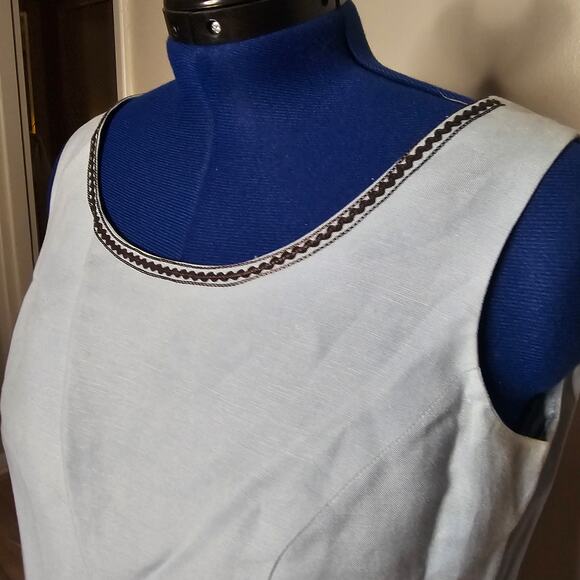 Positive Attitude 2pc Baby Blue Tank Top Linen Jacket Brown Embroi Beaded Flower - Picture 6 of 15